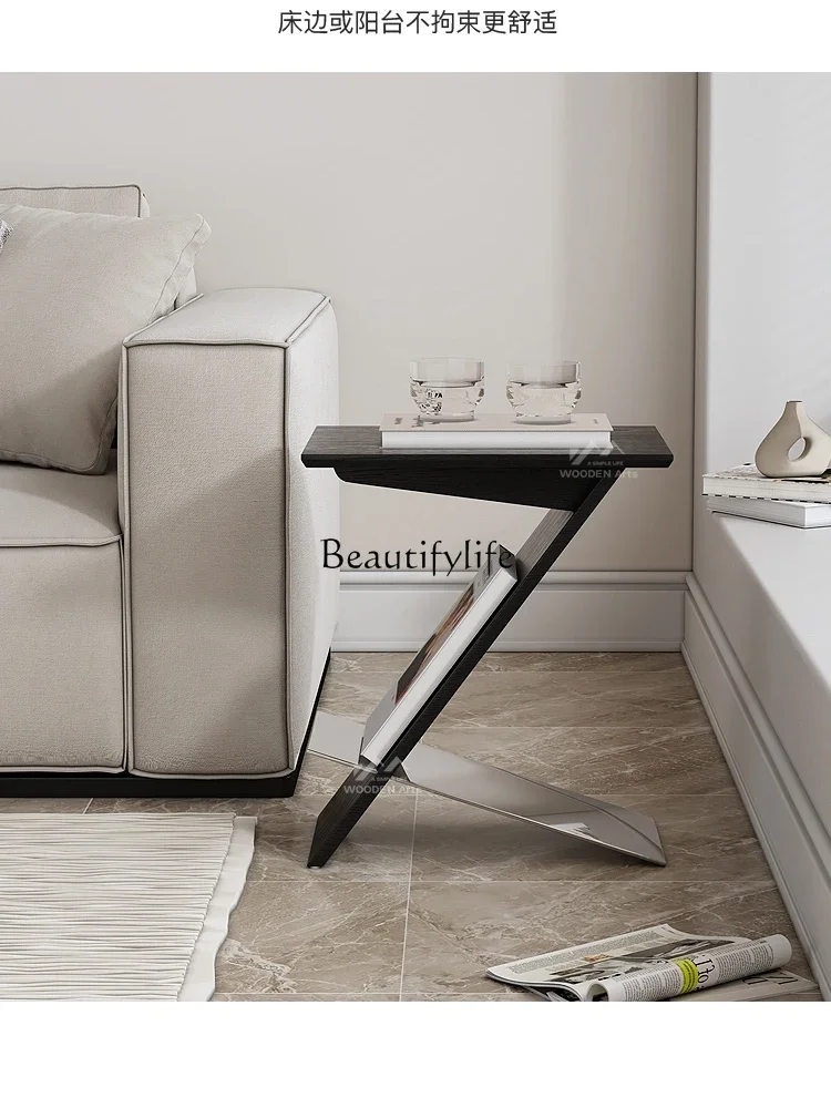 LD6Nordic Style Light Luxury Minimalist Home Corner Table Design Storage Magazine Rack