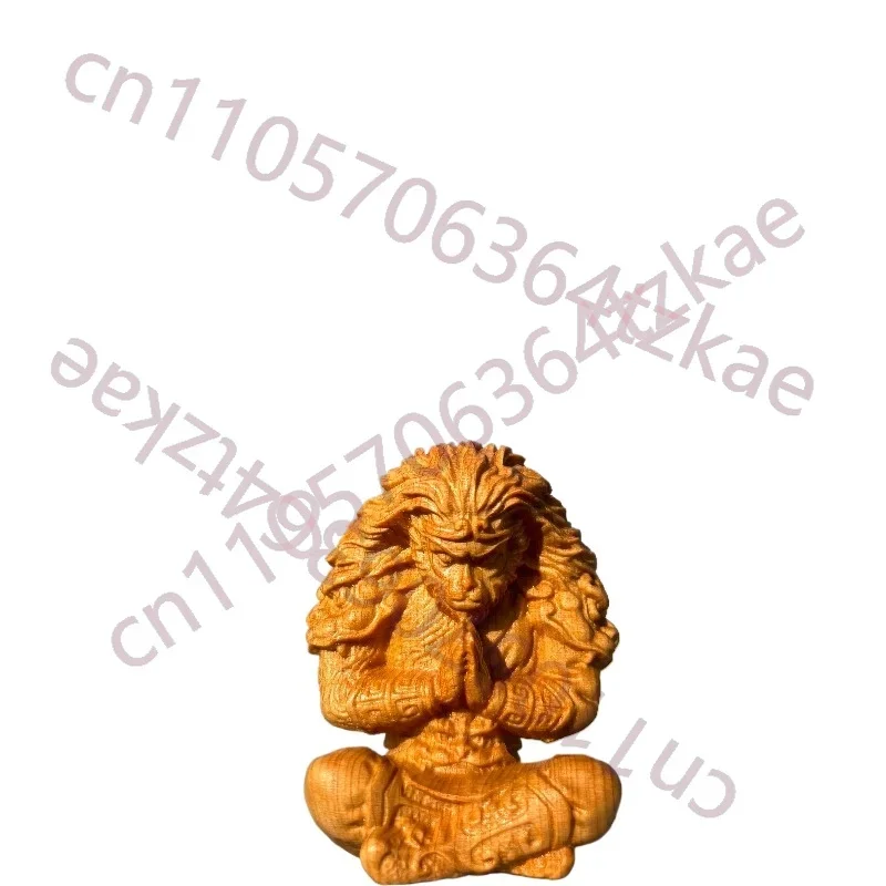 Hand-Carved Cypress Wood Monkey King Statue - 2.68