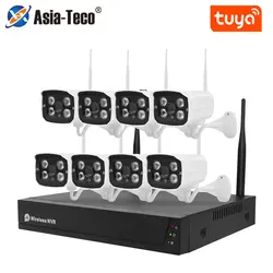 Tuya 2.4G Wifi 4/8CH 2MP POE Security Camera System Two Audio NVR CCTV Kit Outdoor IP Camera 1080P H.265 Video Surveillance Set