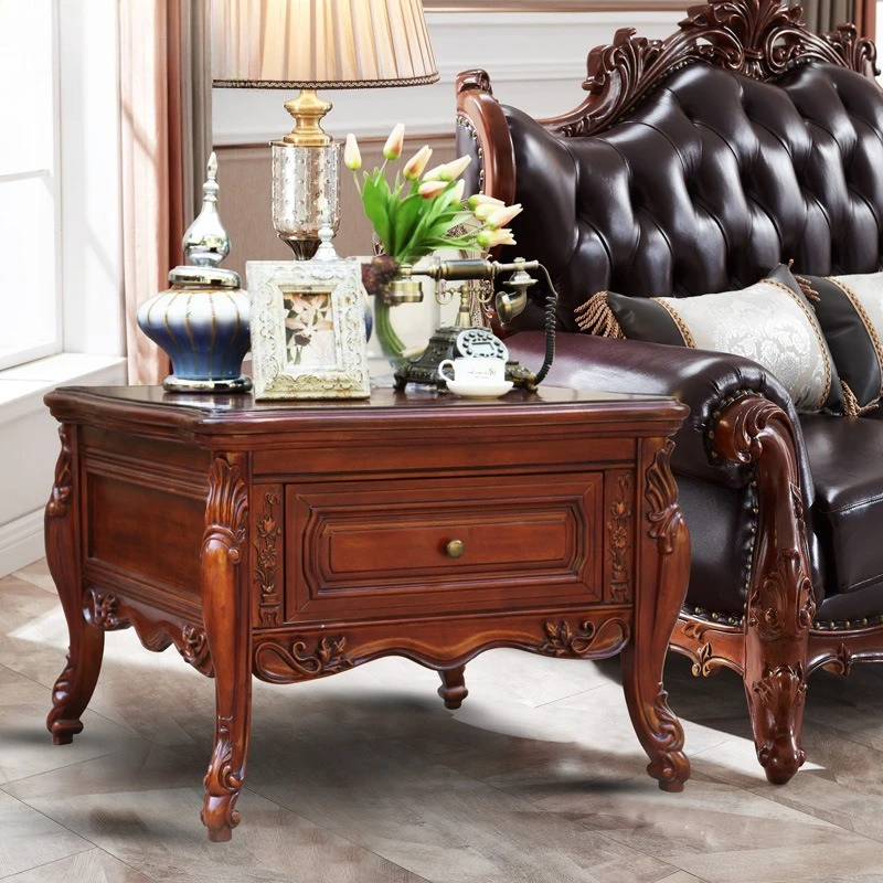 

Ruiquan solid wood corner few American 83cm living room carved sofa edge few European square few villas
