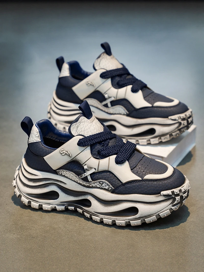 

Men's Sport Shoes 2026 New Summer Anti-slip Thick Bottom Heightening Versatile Casual Dad Shoes Leather Upgraded Version