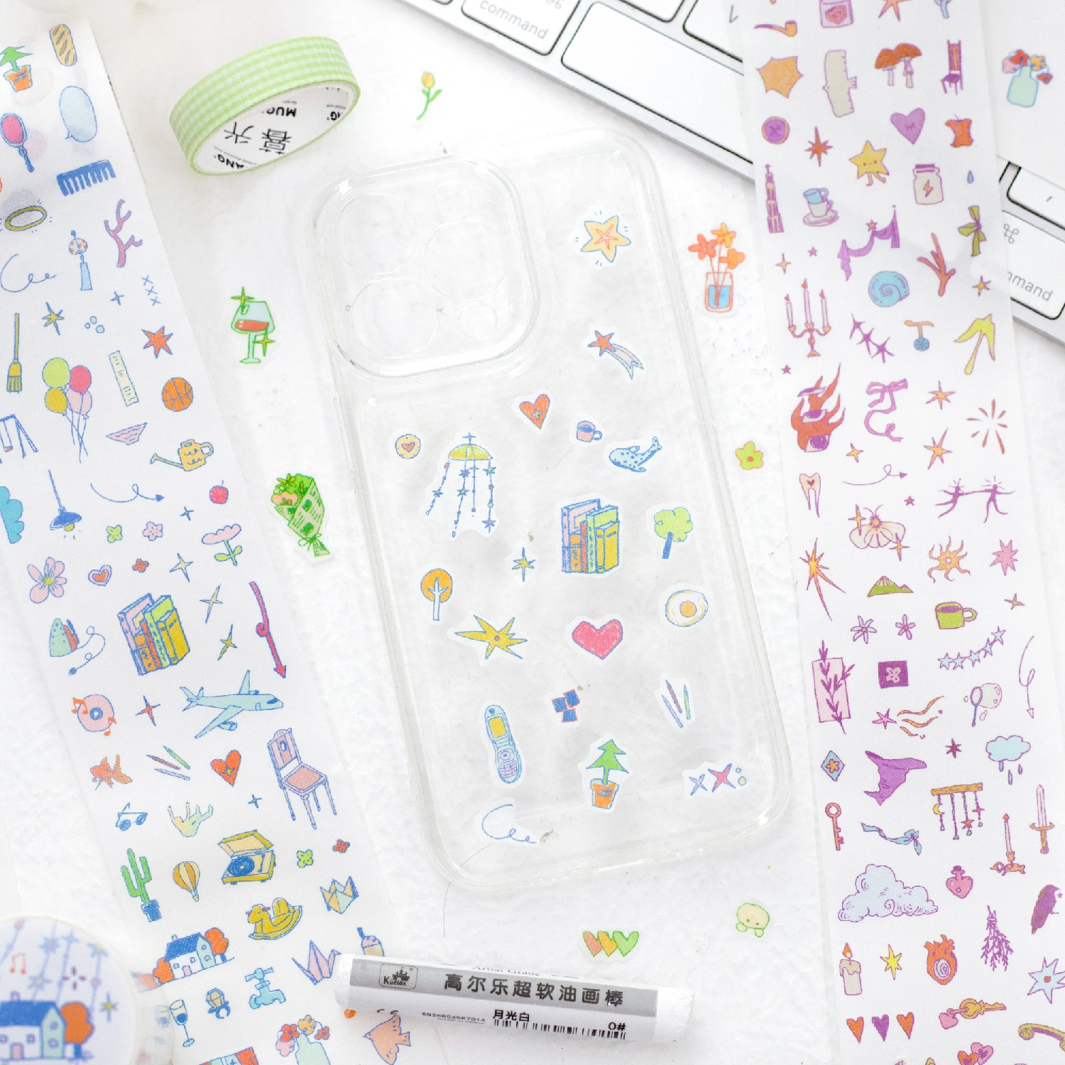 200cm/Roll INS Cartoon Masking Tapes Daily Life Decorative Label Stickers for Journal Scrapbooking Diary Album Stationery Tape
