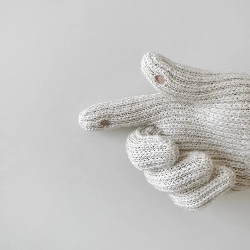 

Детские перчатки в корейском стиле, зимние теплые вязаные варежки, модные однотонные детские перчатки для малышей, детские повседневные однотонные перчатки