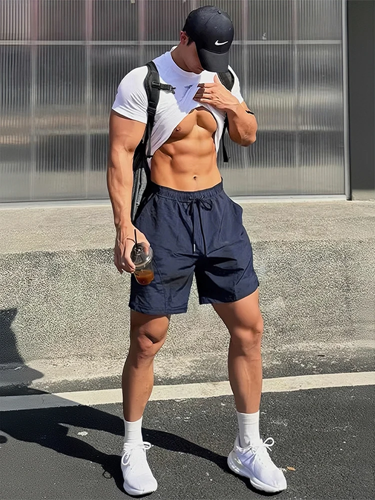 

Qui Dry Baskeall Fitn orts Men's Summer American Vibe Side Cut ort Pants Straight Leg Quadripartition Sports Wear