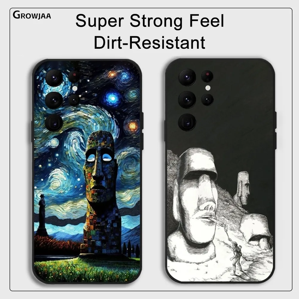 

Statues Of Easter Island Phone Case for Samsung Galaxy S24 Ultra S22 S23 Ultra S21 S20 5G Protective Silicone TPU Funda