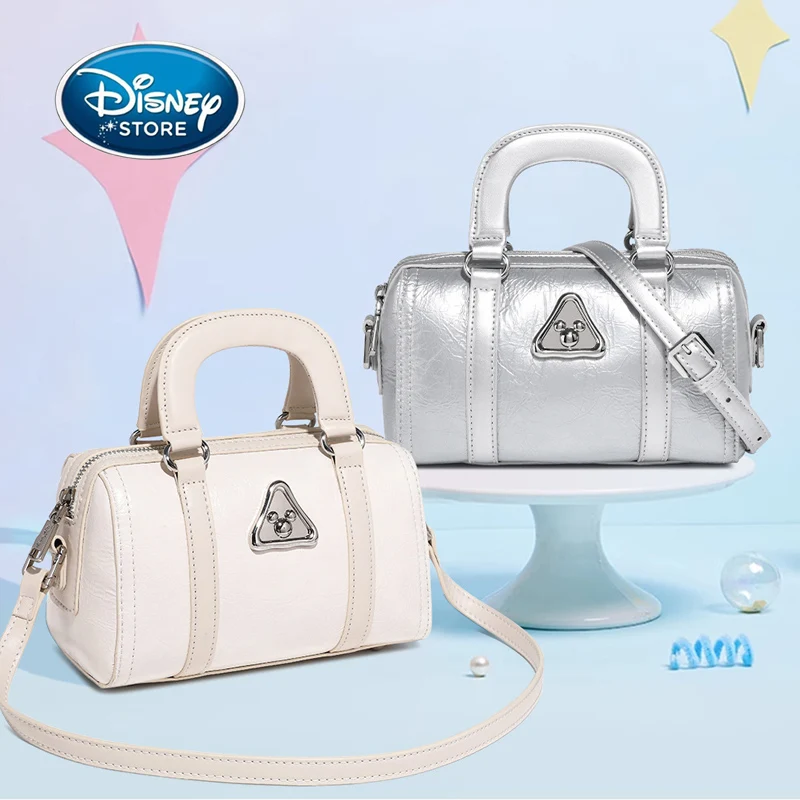 Disney Original Boston Handbag Solid Color Mickey Lady Handheld Shoulder Bag Commuter Storage Bag