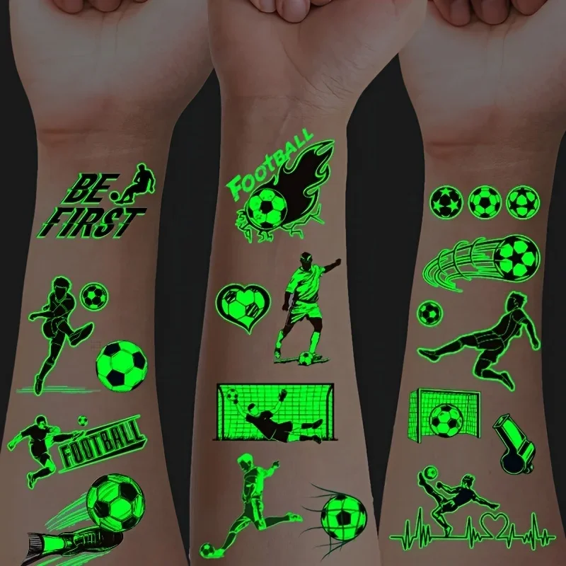 10-Pack Luminous Football Tattoos: Glow in the Dark Soccer Stickers for Fans, Parties & Gifts - Enhance Your Game Day