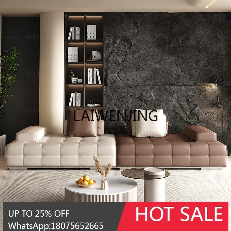 high-end leather sofa living room high-end Italian light luxury Napa leather Lawrence large sofa