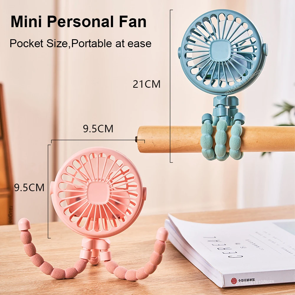 Portable Clip Fan Mini Stroller Fan USB Rechargeable Baby Stroller Octopus Fan 360° Rotate Outdoor Tripod Fan Small Clip Fan image 6
