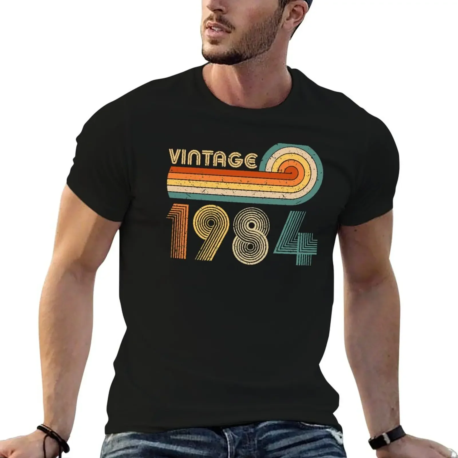 Vintage 1984 T-Shirt cute tops man clothes korean fashion hippie clothes men clothing