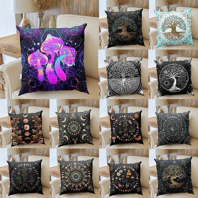 Tree of Life Series Cushion Cover Pillowcase Modern Living Room Sofa Decorative Cover Plant Flower Pattern Pillowcase