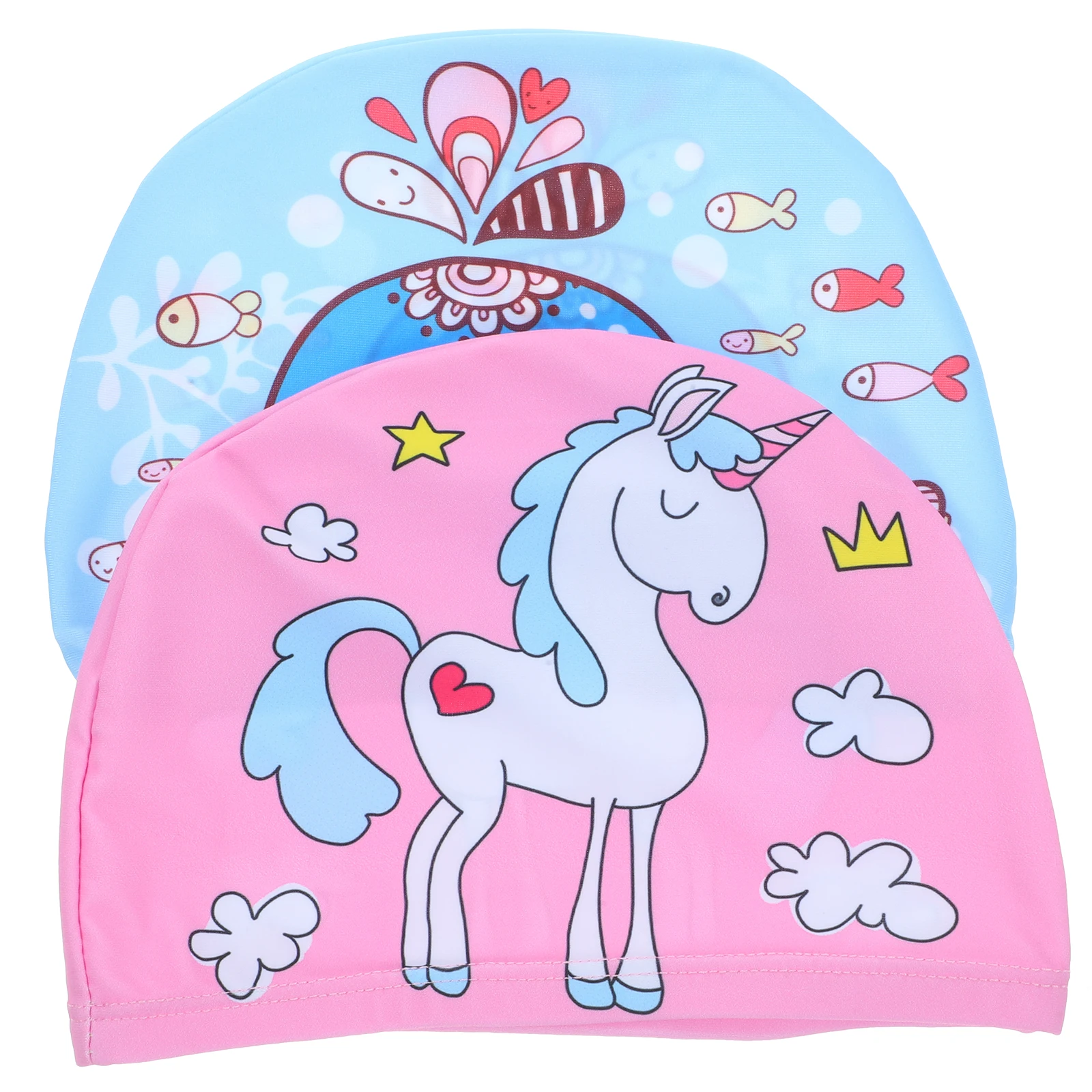 

2 Pcs Children's Swimming Cap for Women Caps Kids Elasticity Comfortable Cartoon Hat