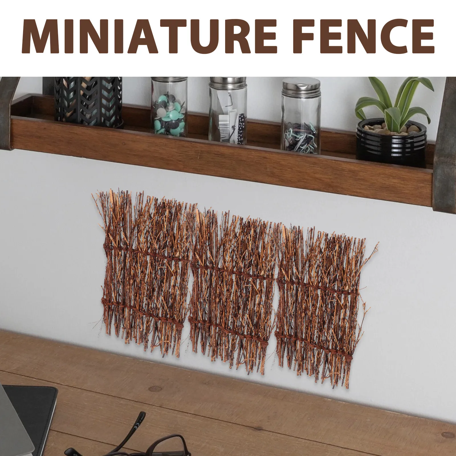Miniature Handwoven Fence for Bonsai & Micro Landscape – 3pcs, 17.5x12cm, Natural Texture Garden Decoration