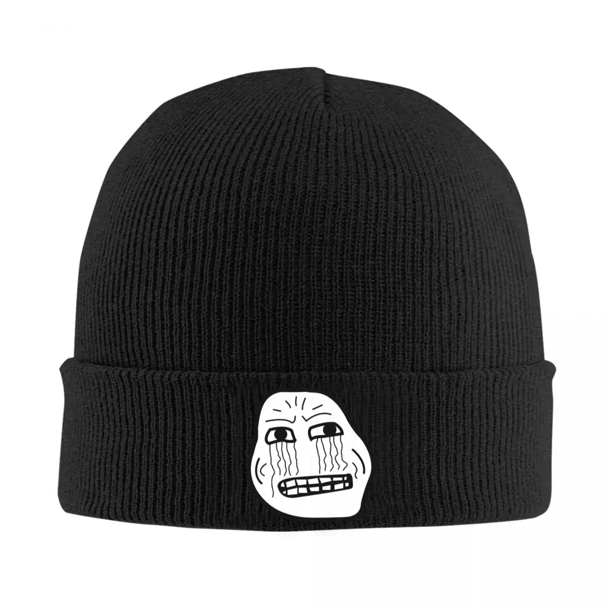 Troll Face Bonnet Hats Beanie Hats Graphic Knit Hat Autumn Y2K Cool Men Women Kpop Warm Soft Cap