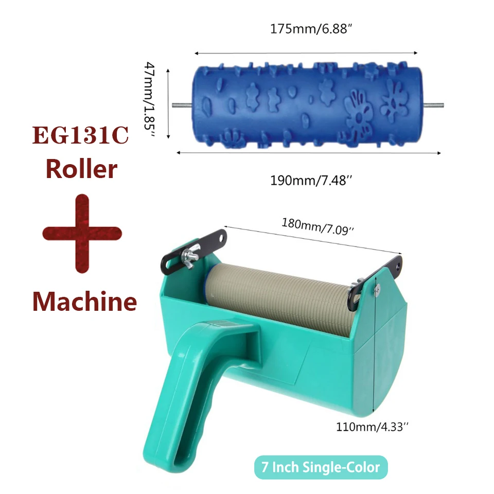 7" Rubber Paint Roller With Embossed Texture Pattern – Interchangeable Wall Decorative Brush For Stencil-Like Wallpaper Design, Easy To Clean