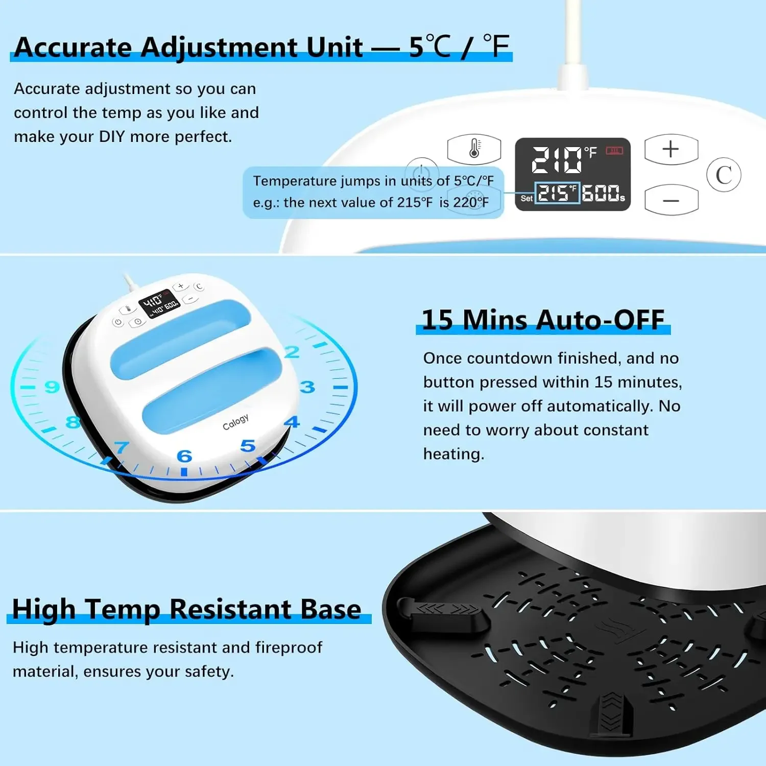 حار SaleCalogy دليل آلة الصحافة الحرارة المحمولة 10 "x 10" تي شيرت 410F (210 درجة) التحكم الدقيق في درجة الحرارة 15 دقيقة السيارات با