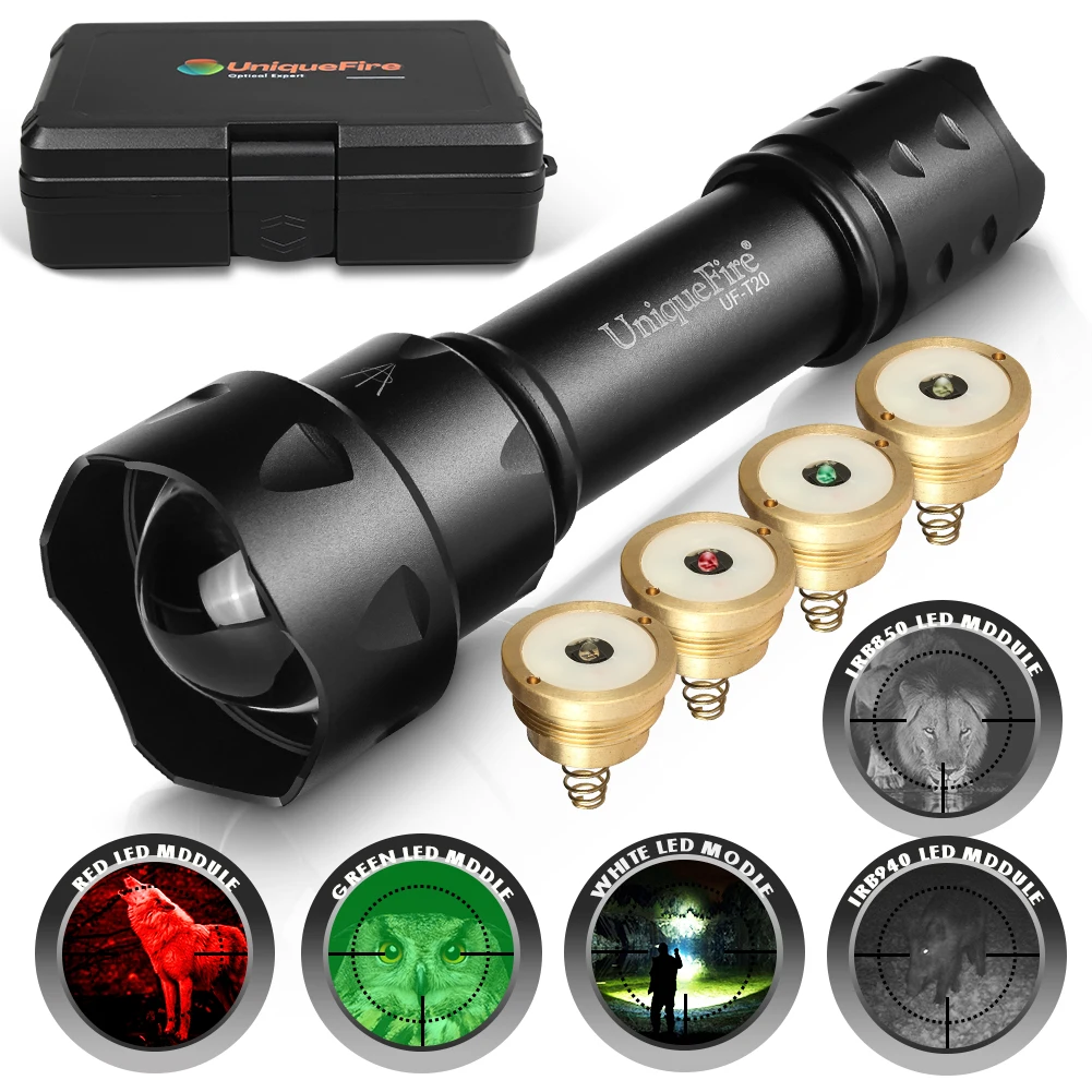 

UniqueFire T20 IR940NM IR850NM LED Tactical Flashlight Set+ Red Green White Light Module Night Vision Torch Lantern Hunting Kit