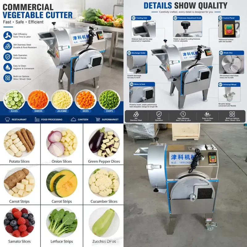 

2026 Industrial Single Head Vegetable Cutting Machine Multi Function Slicer Dicer Shredder For Central Kitchen Food