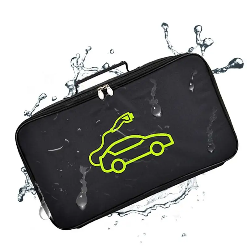 Jumper Cable Bag Waterproof Oxford Cloth Cable Storage Bag Protective Bag with Carrying Strap for Electric Vehicles Charging