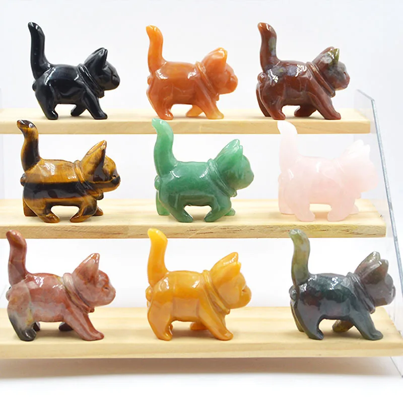 

Подвеска с изображением кота из натурального кристалла - милое украшение с котенком из драгоценных камней ручной работы