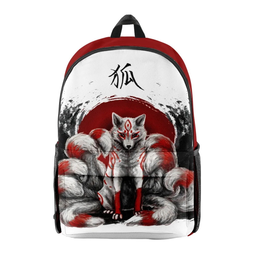 Mochila de zorro de flores para niños, mochila escolar de anime, bolsas escolares de viaje para adolescentes