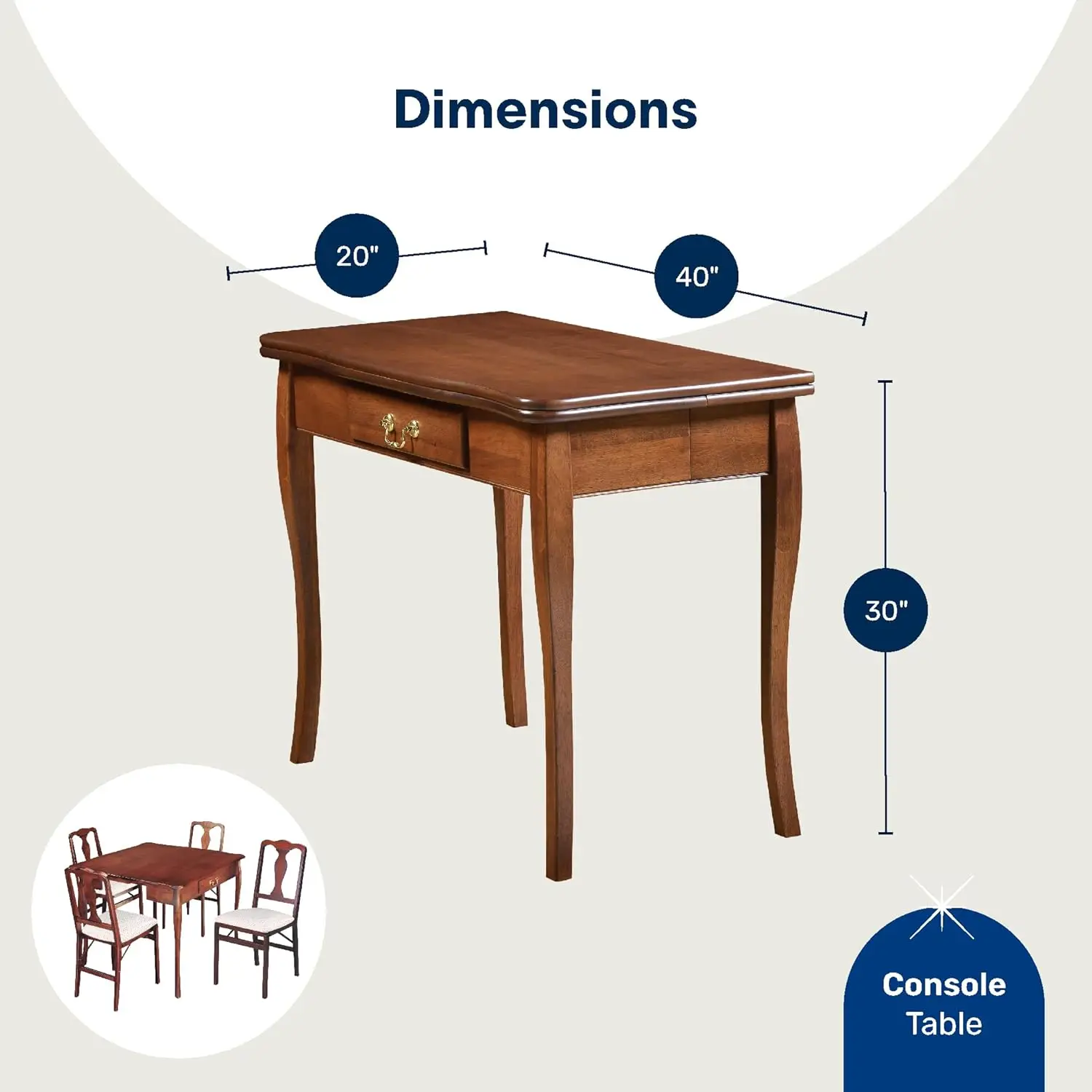 Stakmore Traditional Expanding Table, Convertible Solid Wood Table, Expanding Console Table, Comes with 2 Additional Leaves