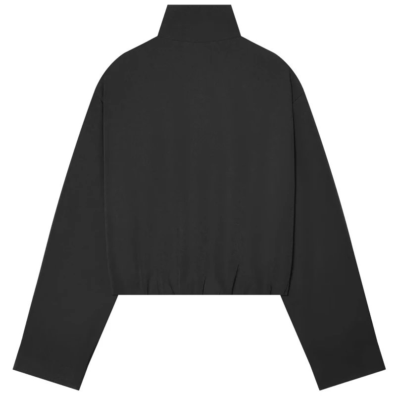 HXAO Kurze, lockere Jacke, Damen-Bomberjacke, Herbst, lässig, schwarz, rot, Oberbekleidung, Stehkragen, Reißverschluss, Oberteil für Damen, Bürojacke – Detail 5
