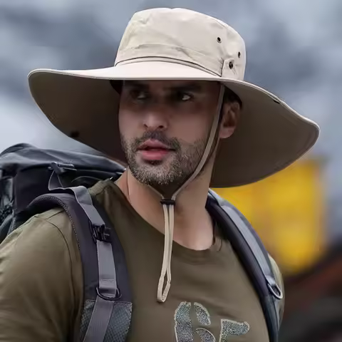 Wide Brim Sun Protection Hat Outdoor Unisex Ventilated Sun Hats Dual-purpose Bucket hat for Hiking Beach Fishing Safari