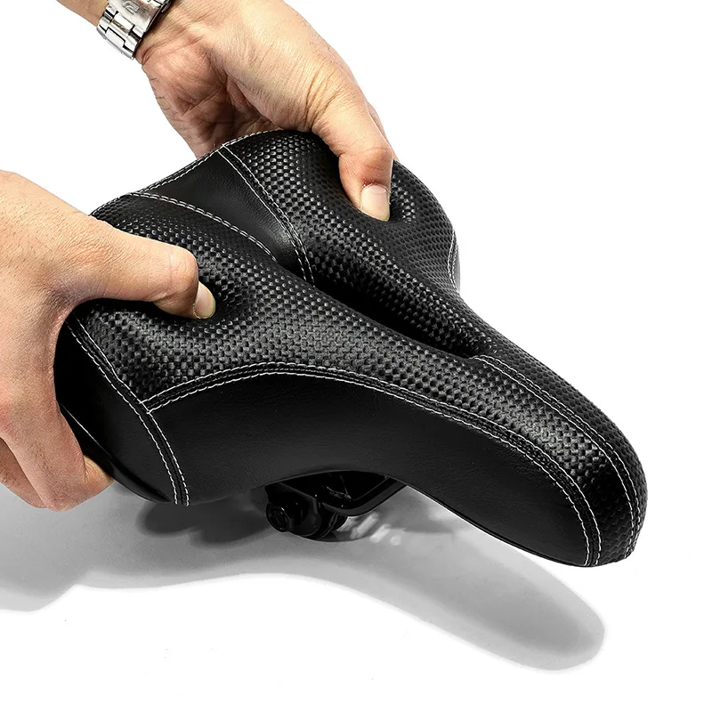 

Bicycle Seat Mountain Bike Thickened Shock-Absorbing Seat Cushion High Elastic PU Surface Steel Breathable Round Hollow Seat