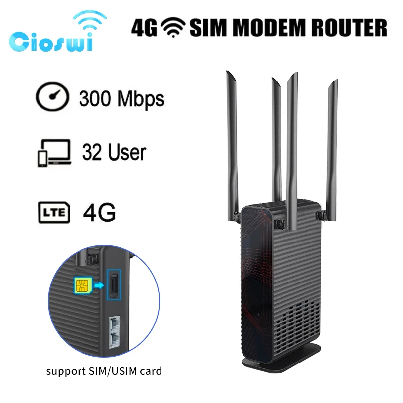 

4G Wifi Router SIM Card 1200mbps 300Mbps Global Modem 4G EC200AEUHA 2*LAN WAN Wi-Fi Internet Roteador for Home