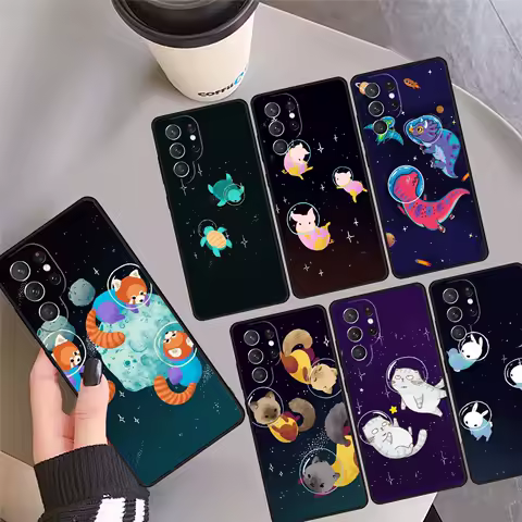 Space Turtles bunny Otters Phone Case Cover For Samsung Galaxy S24 Ultra 23 S22 Plus S21 FE S20 S8 S9 S10 Note 10 Pro 20