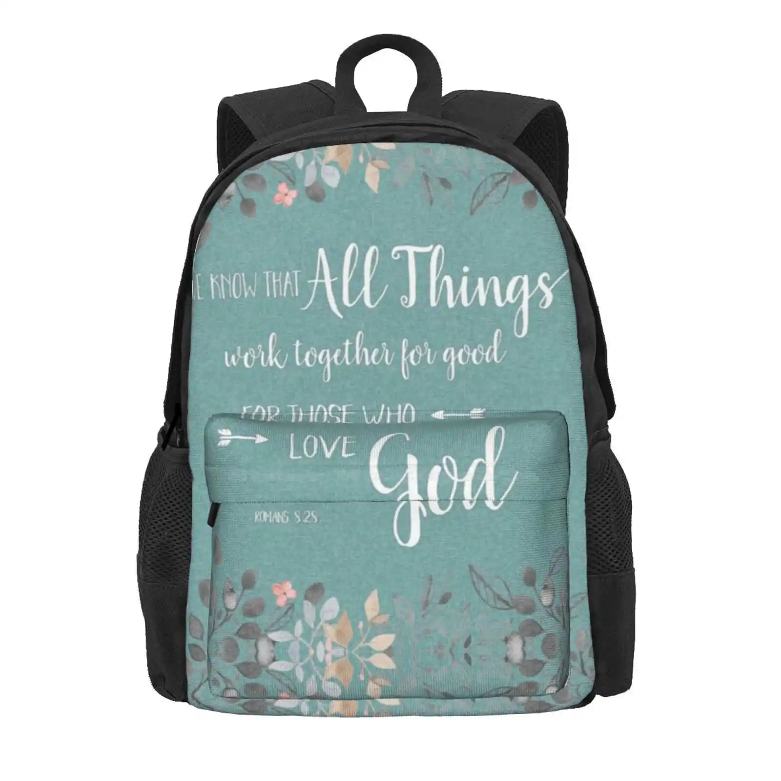 All Things Work Together - Rom 8:28 Hot Sale Schoolbag Backpack Fashion Bags Bible Verse Scripture Christian Romans 8 28 All