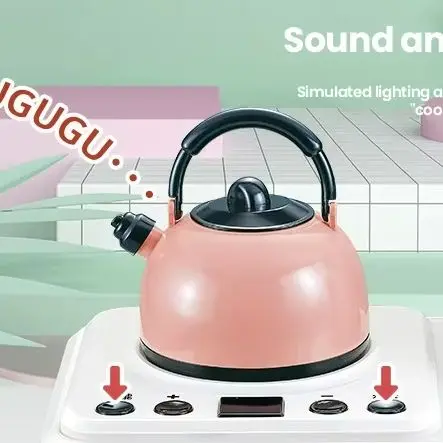 Zestaw Akcesoriów do Mini Kuchni dla Dzieci Zestaw Kuchenny do Zabawy z Garncikiem Indukcyjnym Zabawka do Udawania Gotowania Prezent dla Małych Dziewczynek i Chłopców