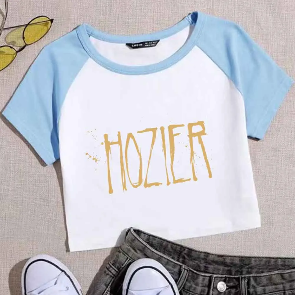 Hozier Unreal Unearth Tour 2024 Crop Tops T-Shirt Girls Super-short Fans Gift Regular O-Neck Short Sleeves Fashion