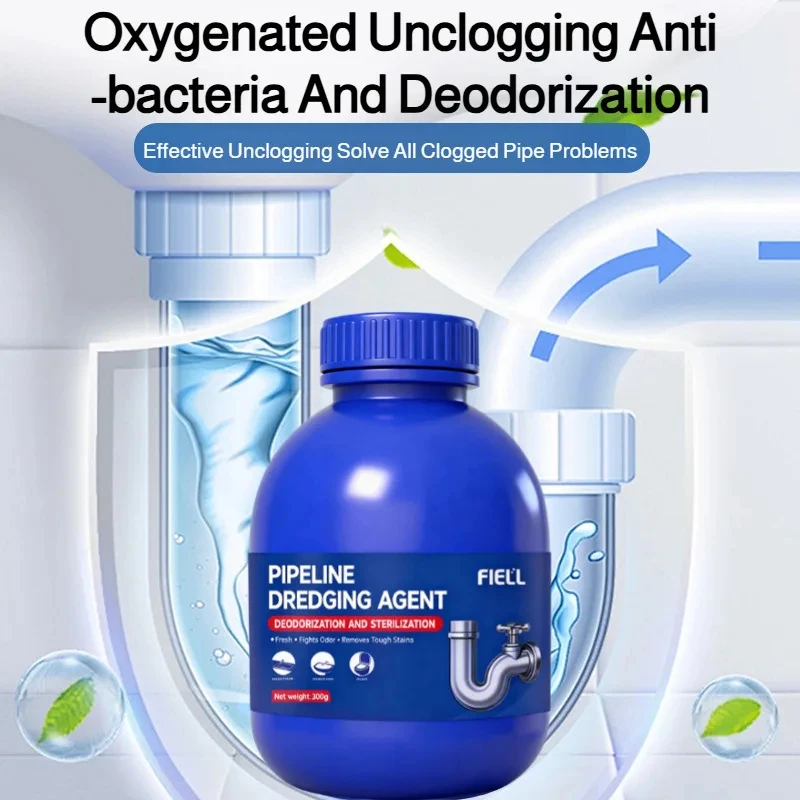 FIELL Drain Cleaner Powder Pipeline Dredging Agent For Kitchen Bathroom Toilet Cleans Deodorizes And Removes Tough Clogs