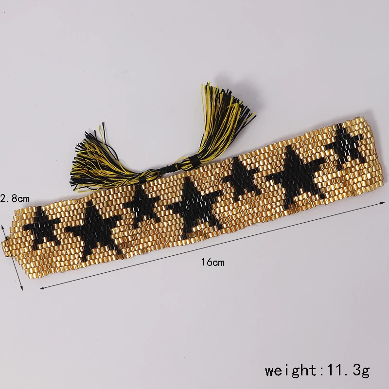 New Personalized INS Style Pentagram Miyuki Bracelet Bohemian Simple Black and White Couple Bracelet image 2