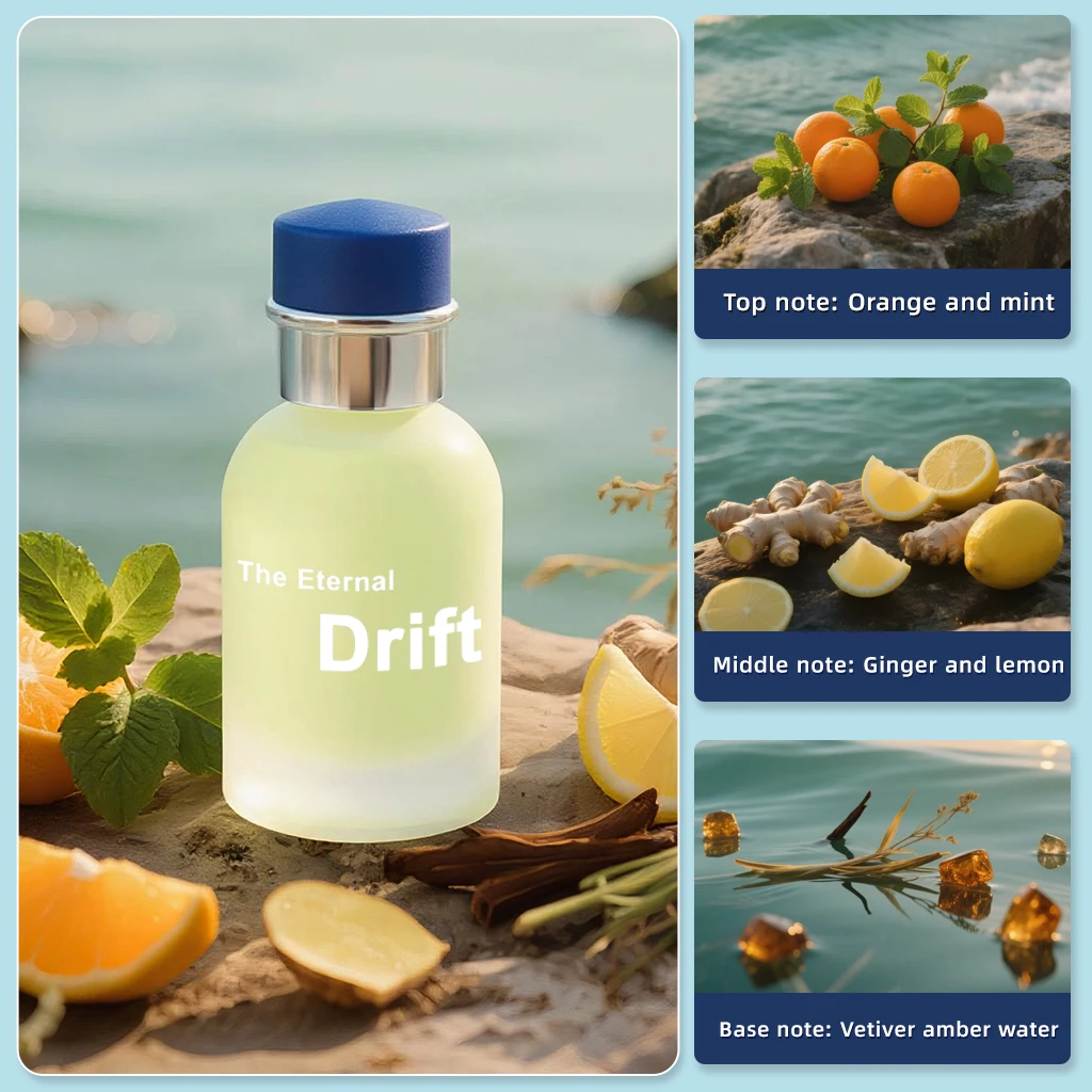 Perfume para hombres 50 ml, colonia cítrica fresca con menta limón Vetiver, aroma de feromonas de larga duración, regalo de lujo para citas y vacaciones