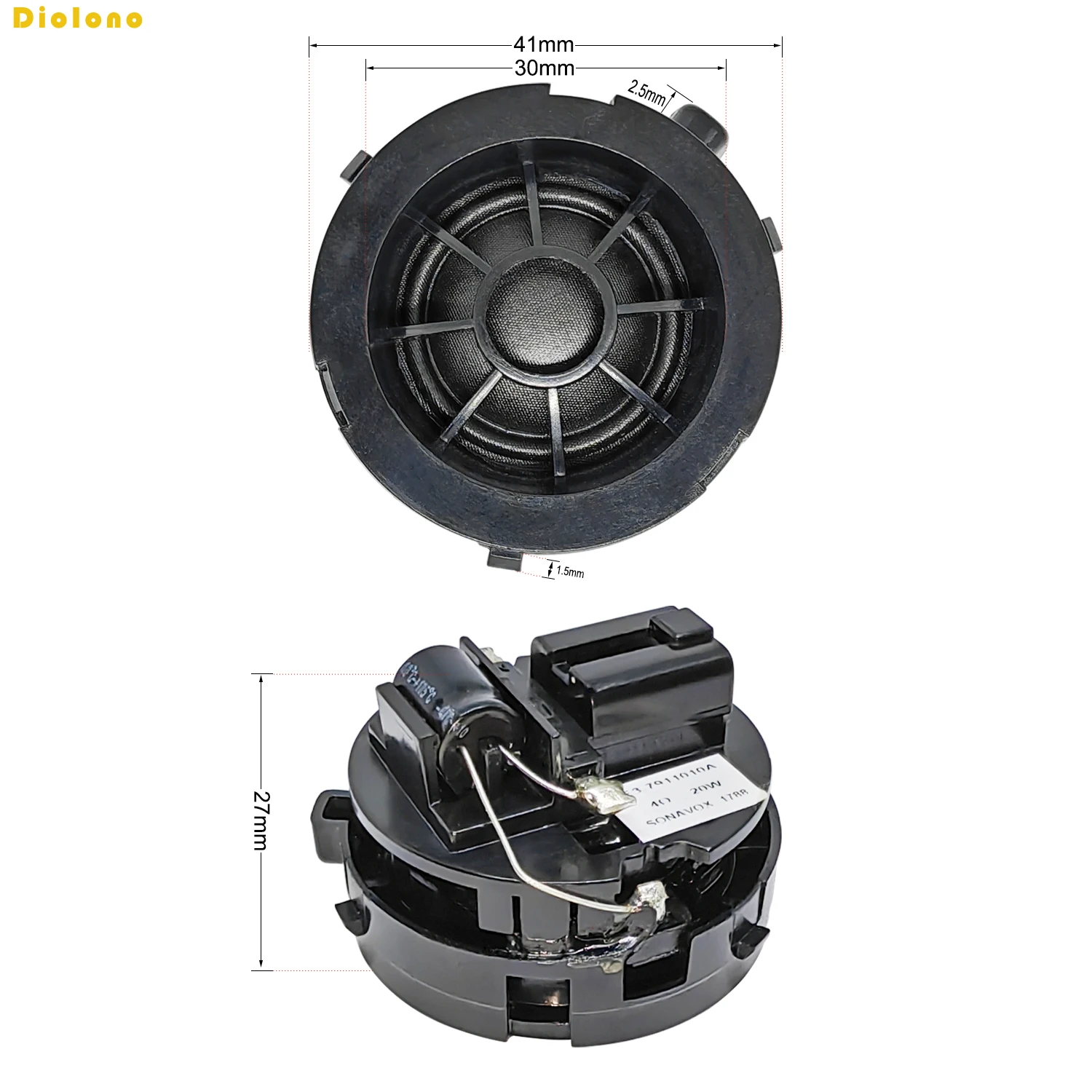 ツイータースピーカー,ドライバー,ハイファイ,オーディオ,音楽,高音,車の改造,20W, 4オーム,2個