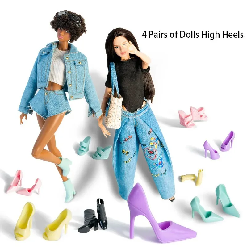 

【Best-selling】4 Pairs 1/6 Supermodel Doll High Heel Fashion Exquisite Multicolour High Heel 30cm Doll Daily Dress Up Shoes Doll