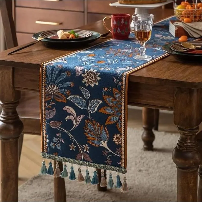 

Скатерть в американском ретро-стиле из ткани с цветочным узором, длинная скатерть для обеденного стола, для кофейного столика, для комода, декоративная.
