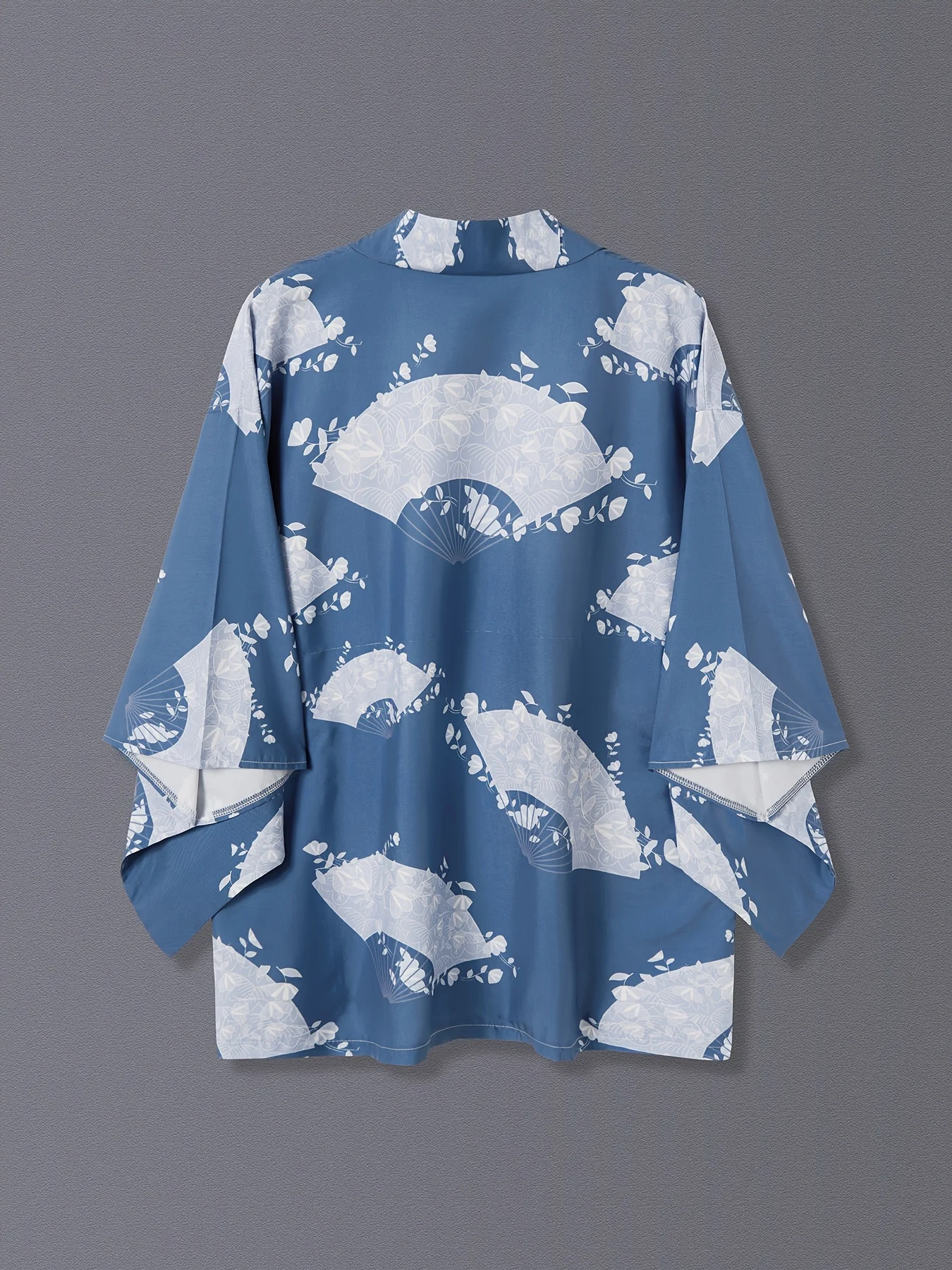 Japanese retro Ukiyo-e toga ancient fan print spring/summer Sun sun feather woven yukata shirt blouse European and American nati