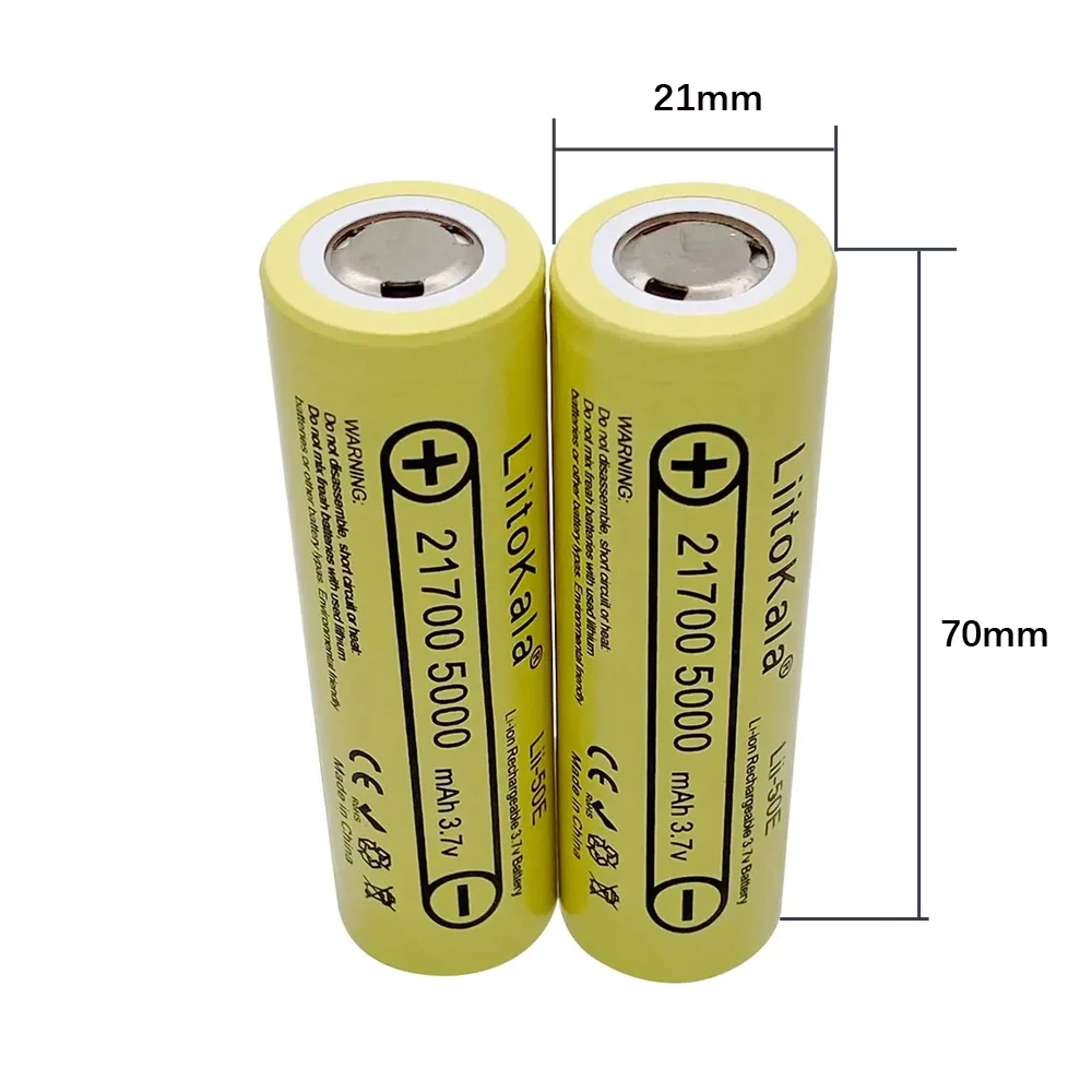 3.7V 21700 5000mah Rechargeable Battery 5C discharge High Power batteries For Motor vehicles, balance vehicles,LiitoKala Lii-50E