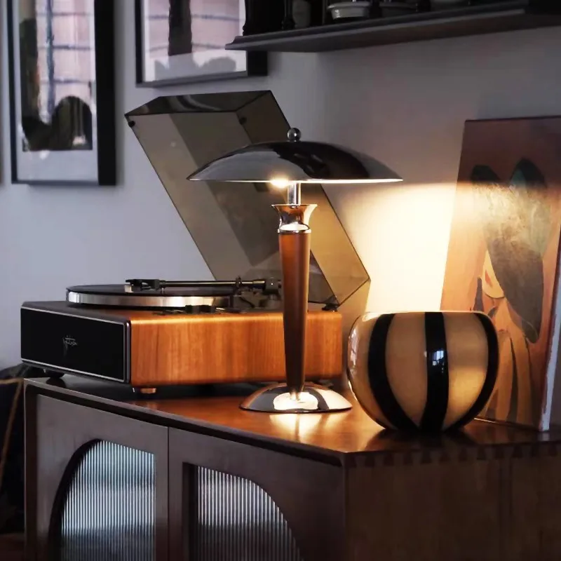 solid wood flying saucer desk lamp bedside lamp wabi- wind bedroom  retro lamps