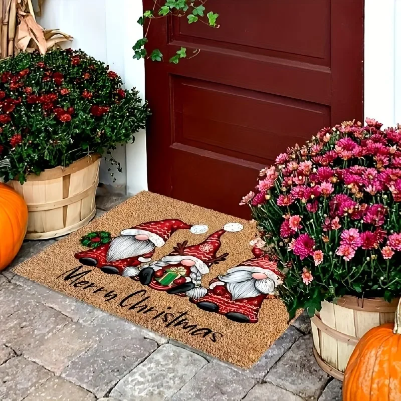 

New Christmas Carpet Gnome Welcome Doormat Indoor Outdoor Entrance Absorbent Bath Farmhouse Rugs Suitable for Bathroom Kitchen