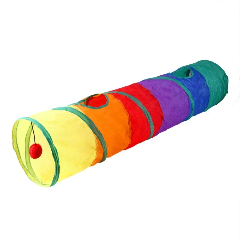 Collapsible Playing Tunnel for Cats, Connectable, Rainbow Tube Toys, Foldable Drill Hole, Kitten Colorful Pet Toys