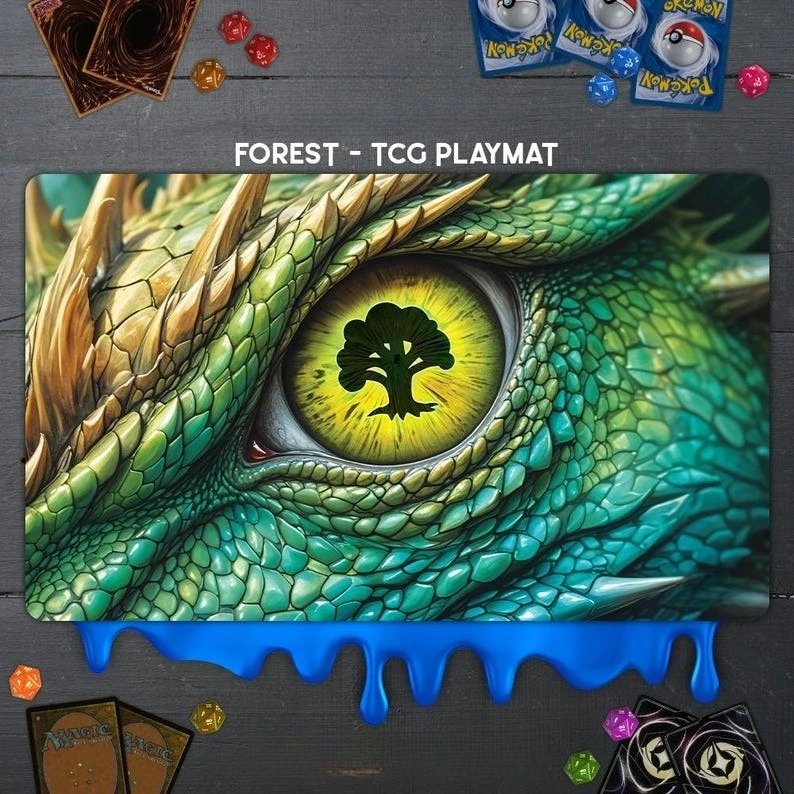 Six Elements Flying Longyan Design MTG TCG 60x35cm Trading Battle Card Pad Rutschfeste und waschbare Verschlusskanten