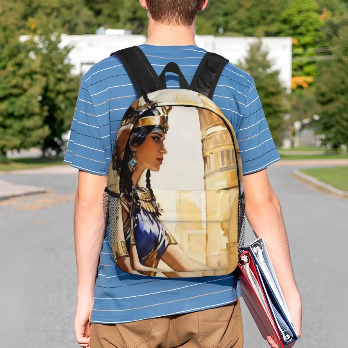 Cleopatra Vibrant Egyptian Woman Backpack Student BookBag Kids School Bag Computer Shoulder Bags for Boys Girls