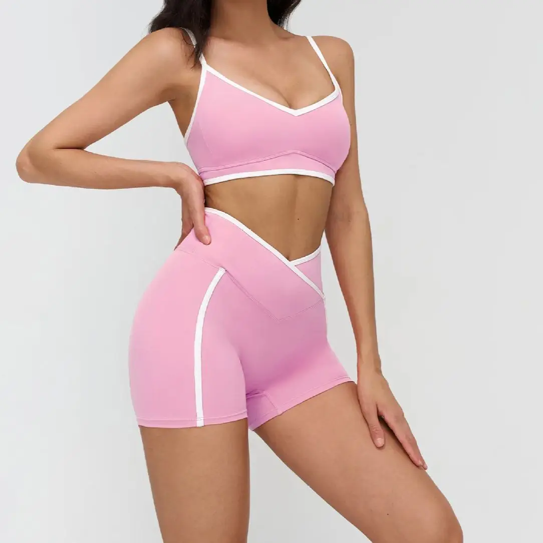 Ningyu Yoga Set Women Tracksuit 2PCS Tight Fitting Color Blocking Casual Sports Set Gym Push Up Fitness Sport Bra Leggings Suit