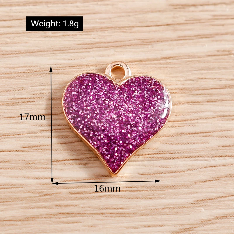 10pcs 16x17mm Cute Enamel Love Heart Charms for Jewelry Making Women Fashion Earrings Pendant Necklaces DIY Keychain Accessories