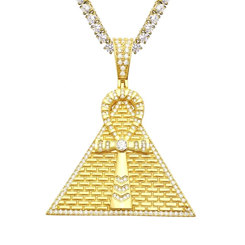 

8915 Lefei Exquisite Luxury Trendy Classic Moissanite Design Hiphop Cros Pyramid Pendant Necklace Unisex 925 Silver Jewelry Gift